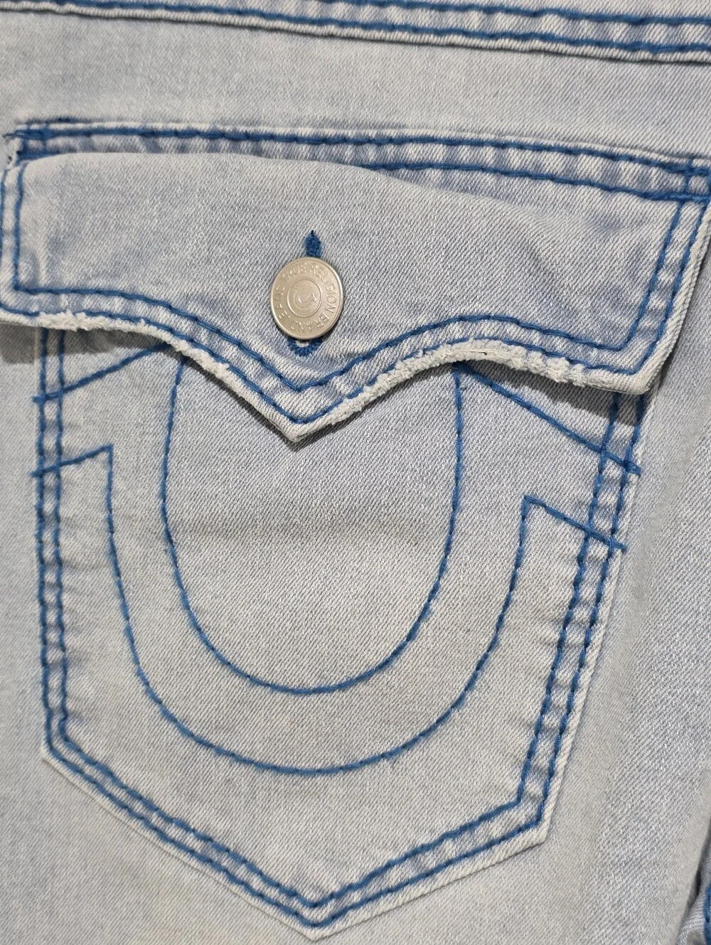 True Religion Geno Big T Flap Slim Jeans Blue Mens 36X32